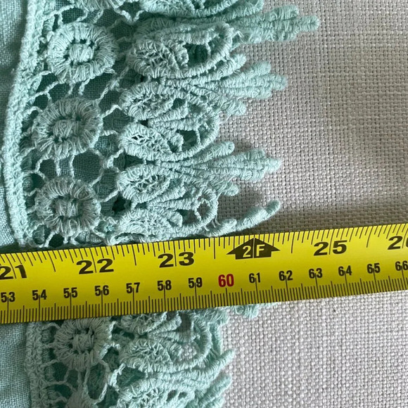 TERZO Millennio 100% Linen Oversized Long Sleeve Tunic Blouse with Lace Size M - Picture 9 of 10